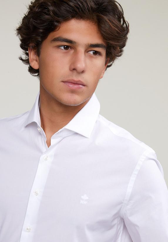 River Woods Slim Fit Effen Hemd Wit