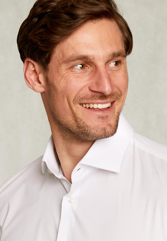 River Woods Slim Fit Effen Stretch Hemd Wit