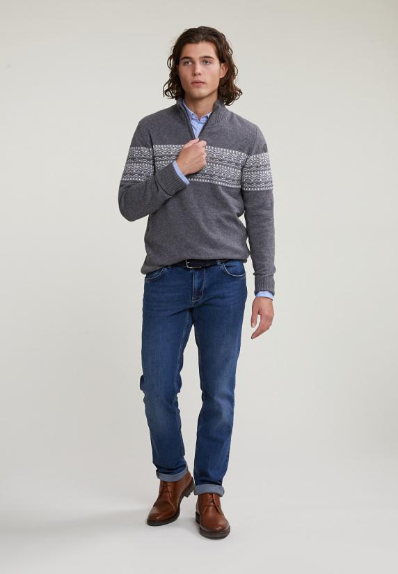 River Woods Slim Fit Geruit Hemd Met Zak Blauw/wit