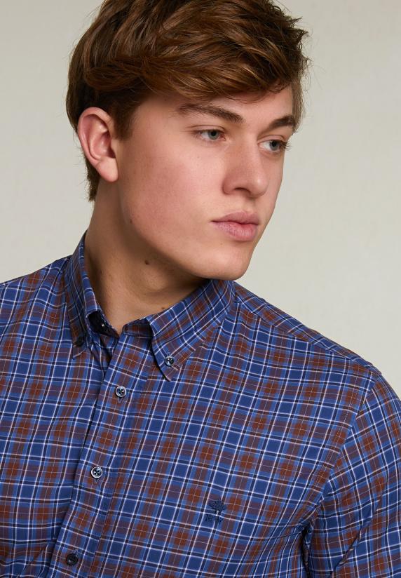 River Woods Slim Fit Geruit Hemd Rood/blauw