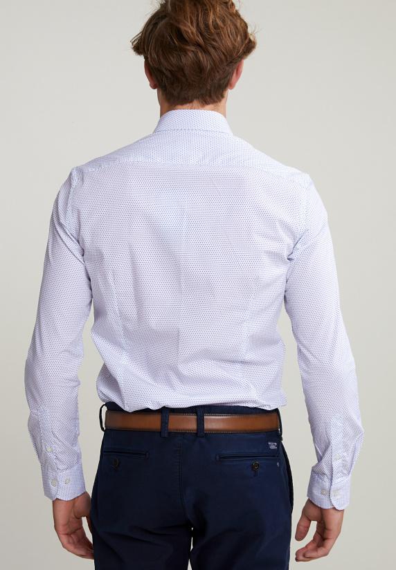 River Woods Slim Fit Gestipt Hemd Blauw/wit