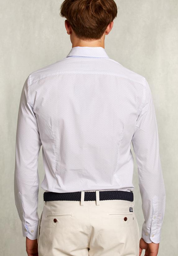 River Woods Slim Fit Gestipt Hemd Blauw/wit