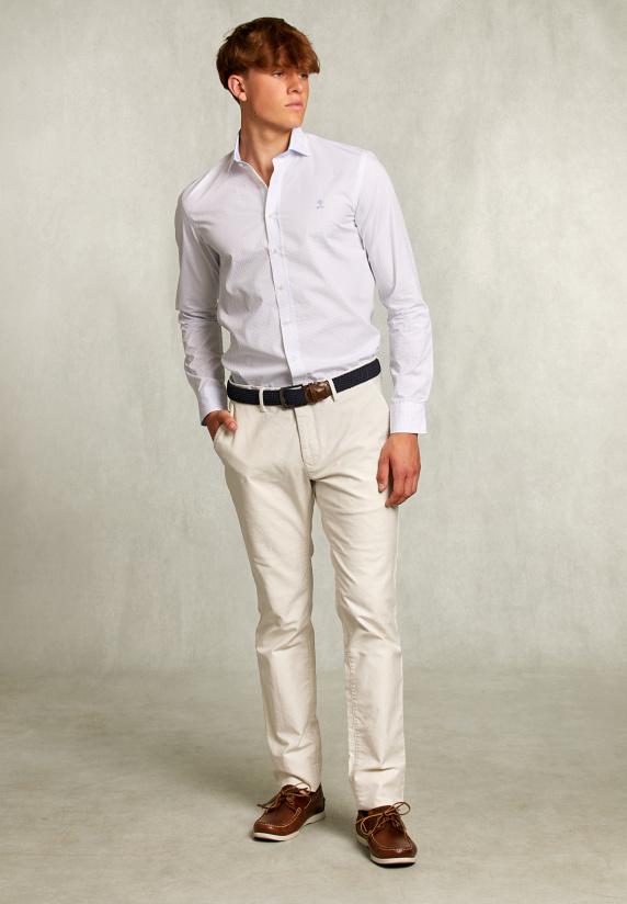 River Woods Slim Fit Gestipt Hemd Blauw/wit