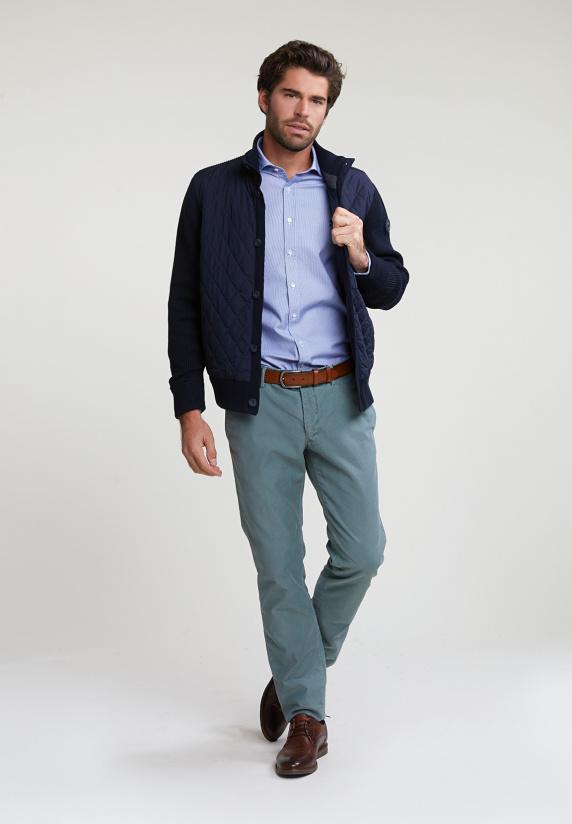 River Woods Slim Fit Gestreept Hemd Blauw/wit