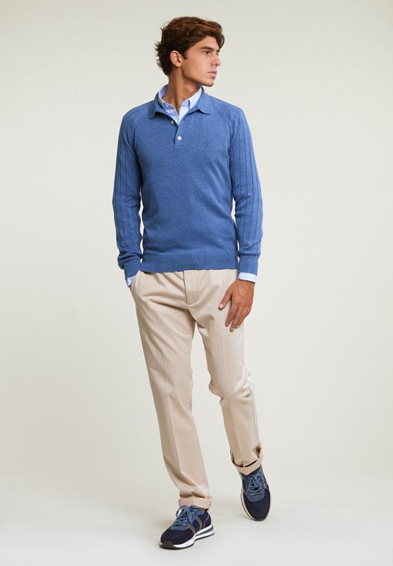 River Woods Slim Fit Gestreept Katoenen Hemd Blauw