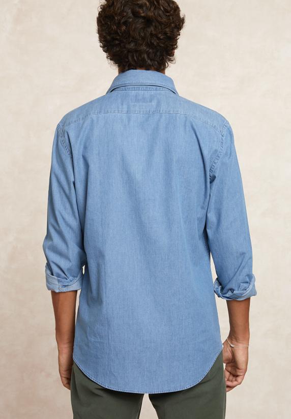 River Woods Slim Fit Jeanshemd Blauw