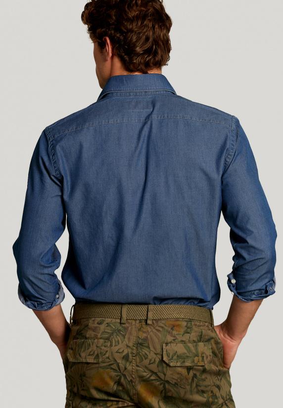 River Woods Slim Fit Jeanshemd Dark Bleach