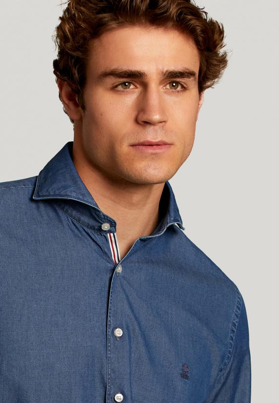 River Woods Slim Fit Jeanshemd Dark Bleach