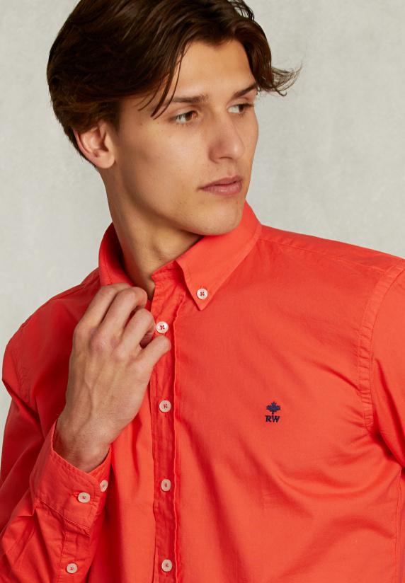 River Woods Slim Fit Katoenen Hemd Pomegranate