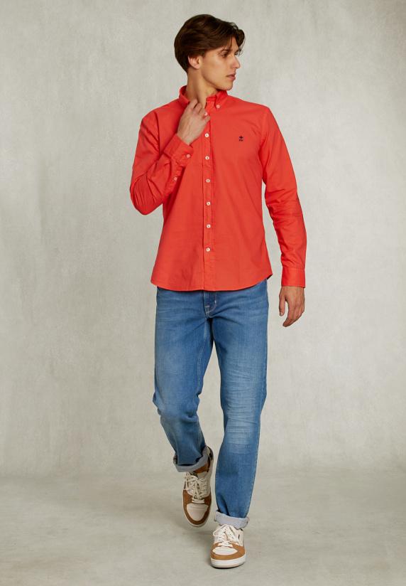 River Woods Slim Fit Katoenen Hemd Pomegranate