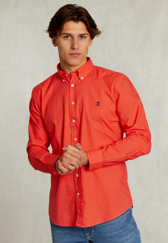 River Woods Slim Fit Katoenen Hemd Pomegranate