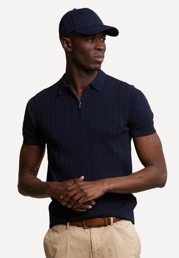 river woods Slim fit katoenen polotrui navy