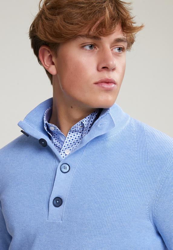 River Woods Slim Fit Katoenen Trui Opstaande Kraag