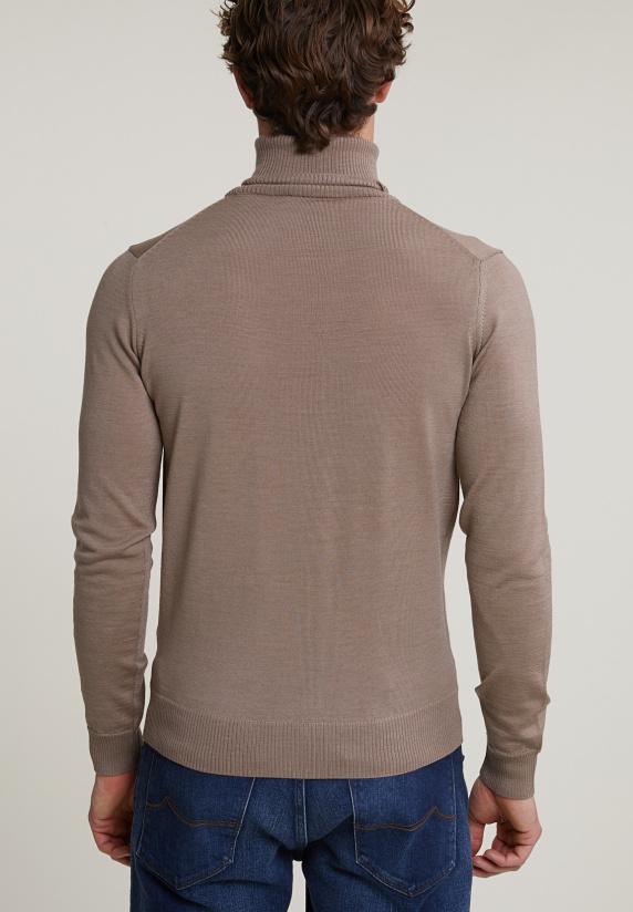 River Woods Slim Fit Merino Rolkraag Trui Seal Mix