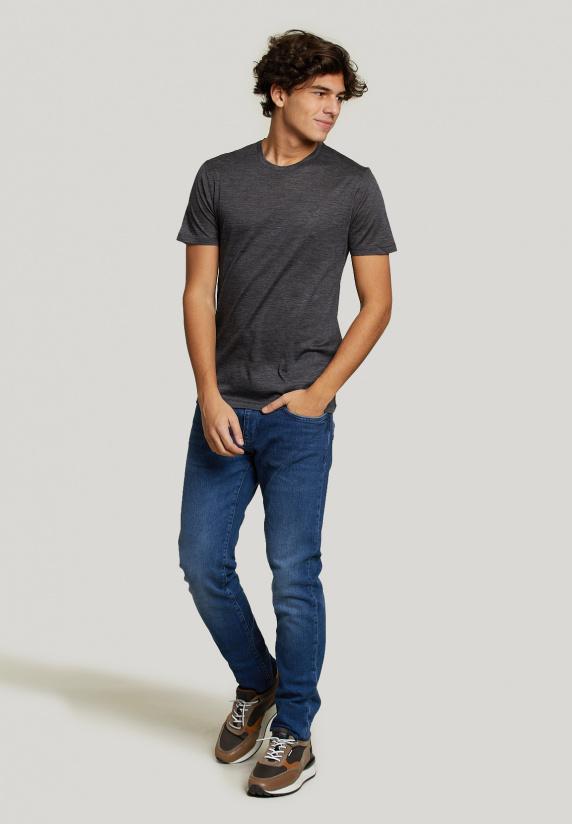 River Woods Slim Fit Scheerwol T-shirt Grijs