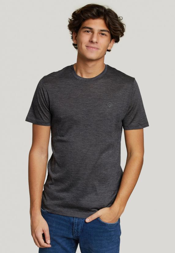 river woods Slim fit scheerwol T-shirt grijs