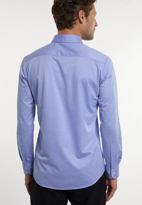 River Woods Slim Fit Technisch Gebreid Hemd Blauw