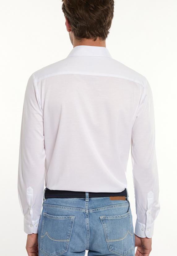 River Woods Slim Fit Technisch Gebreid Hemd Wit