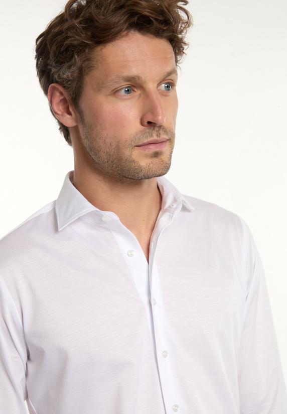 River Woods Slim Fit Technisch Gebreid Hemd Wit