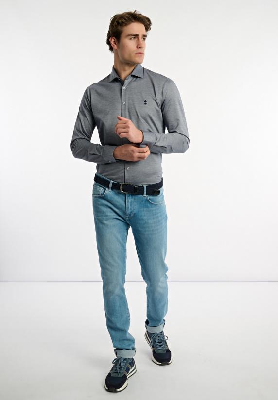 River Woods Slim Fit Technisch Hemd Grijs