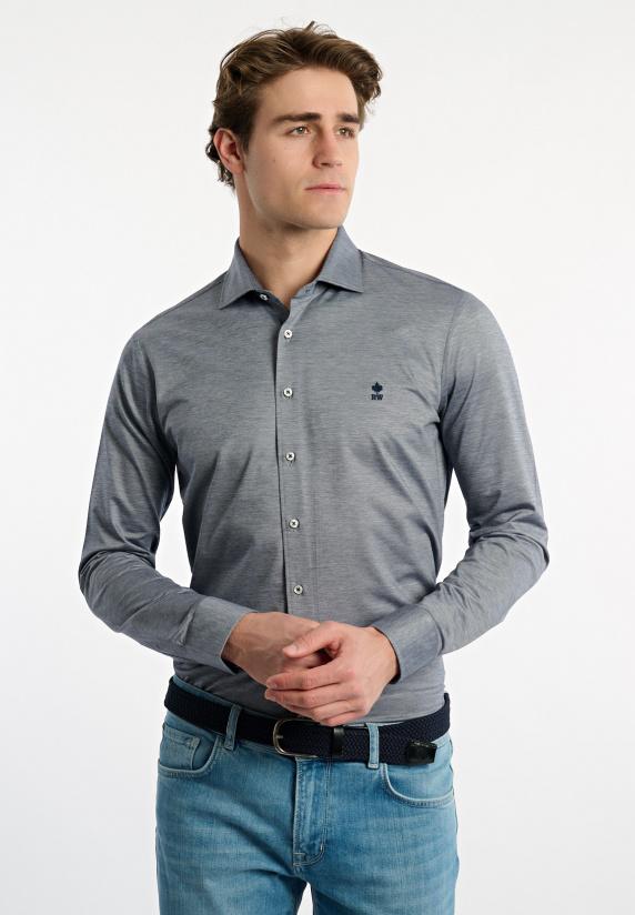 River Woods Slim Fit Technisch Hemd Grijs