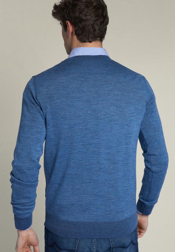 River Woods Slim Fit Trui Ronde Hals Blauw
