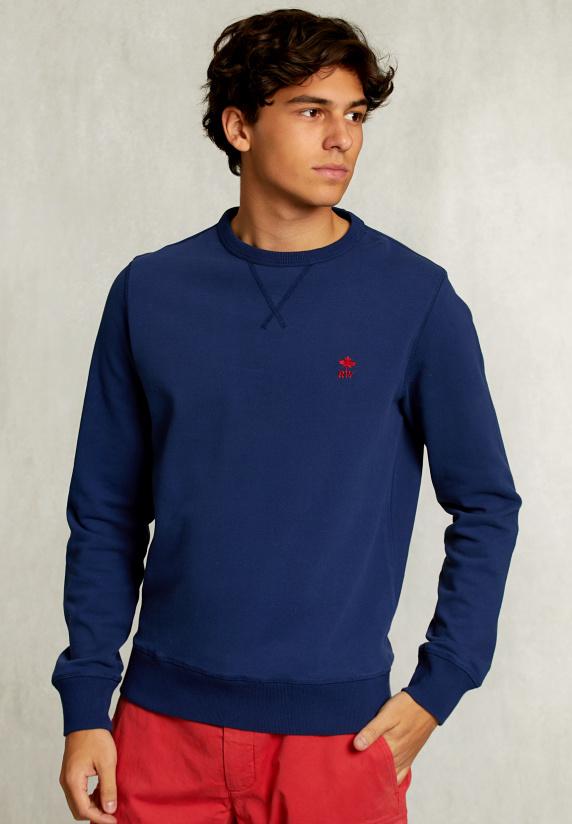 river woods Slim fit trui ronde hals oxford blue