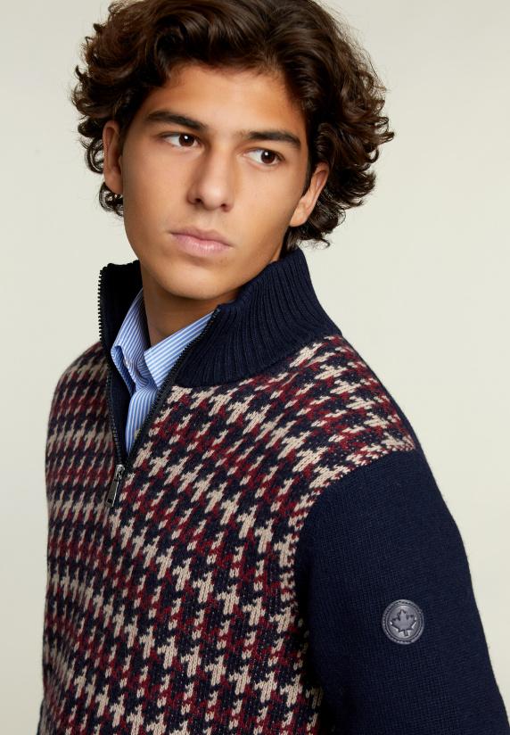 River Woods Slim Fit Wollen Trui Navy/montrose