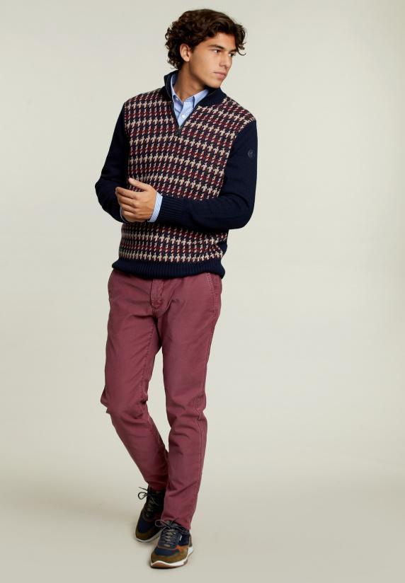 River Woods Slim Fit Wollen Trui Navy/montrose