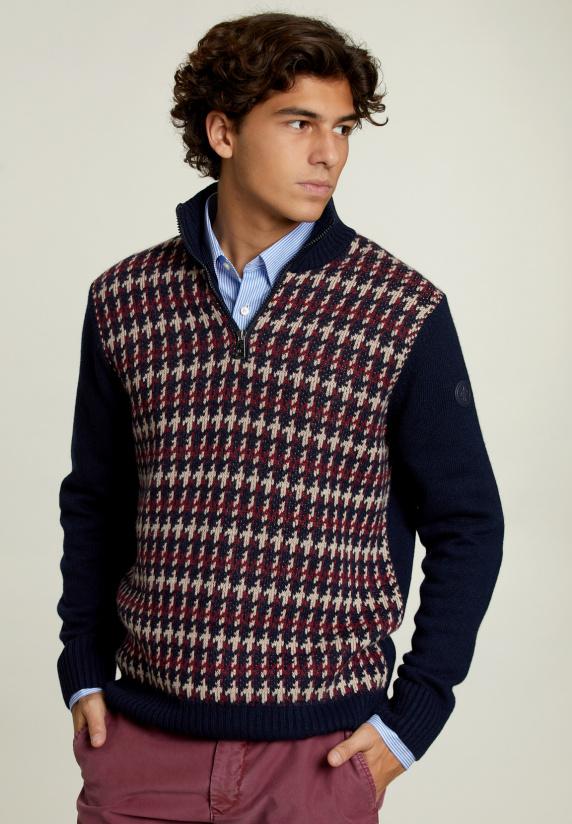 river woods Slim fit wollen trui navy/montrose