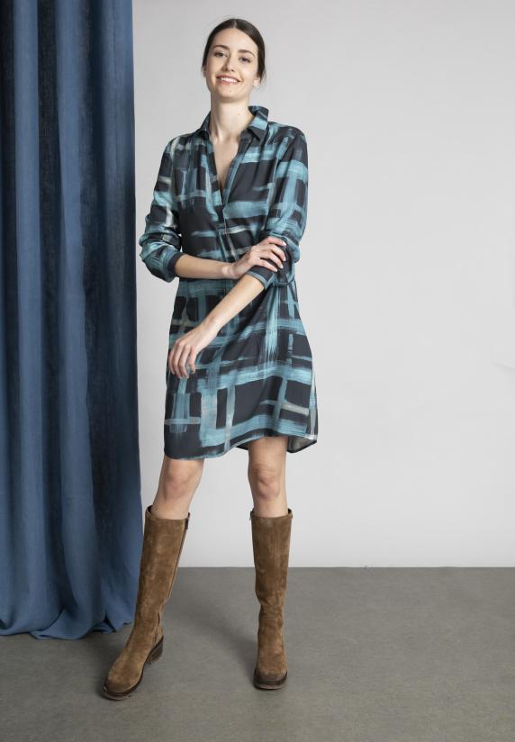 River Woods Slipoverjurk In Viscose In Blauw