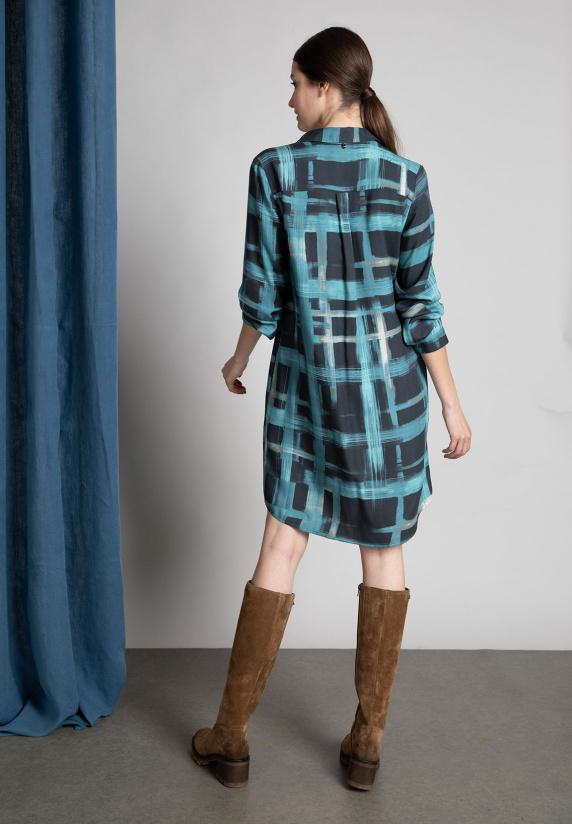 river woods Slipoverjurk in viscose in blauw