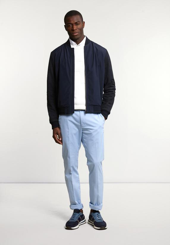 River Woods Sportieve Jas Suède Mouwen Navy