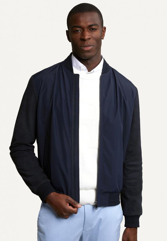 river woods Sportieve jas suède mouwen navy