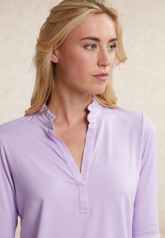 River Woods T-shirt Kraag Met Ruches Lila