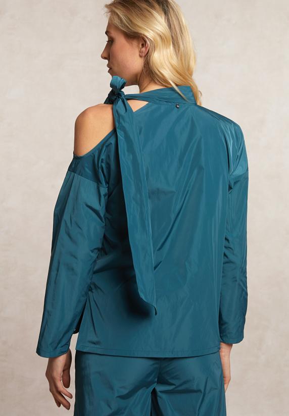 River Woods Taffeta Blouse Met Strik Groen