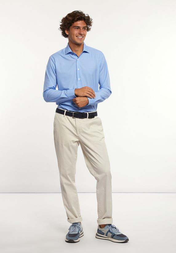 River Woods Technische Stretch Gestipt Hemd Blauw