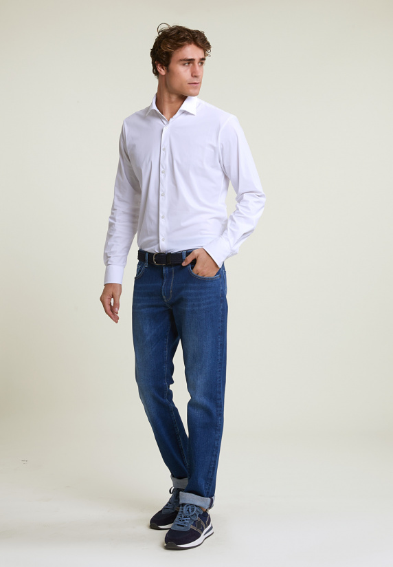 River Woods Technische Stretch Hemd Wit