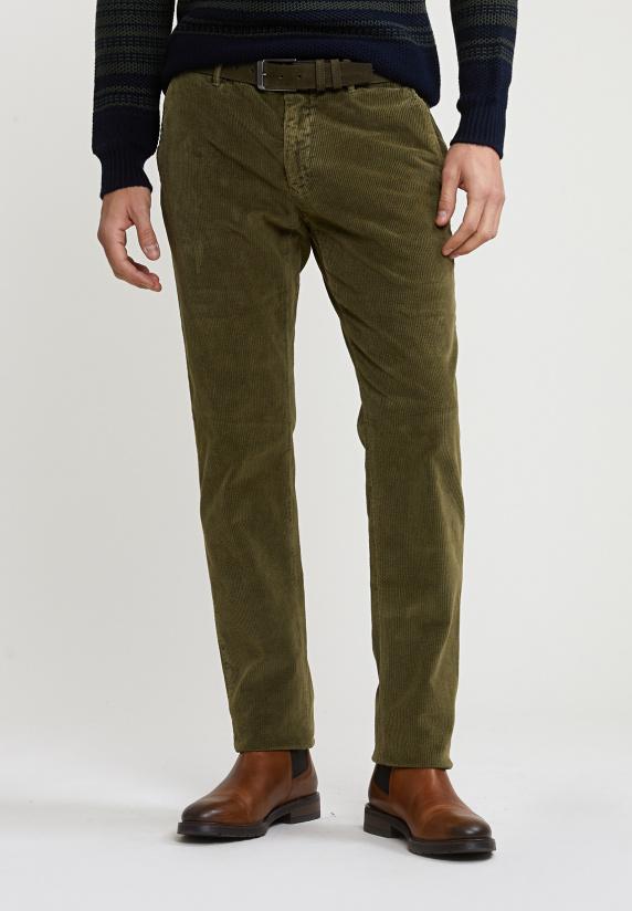 river woods Tight fit ribfluwelen broek kaki