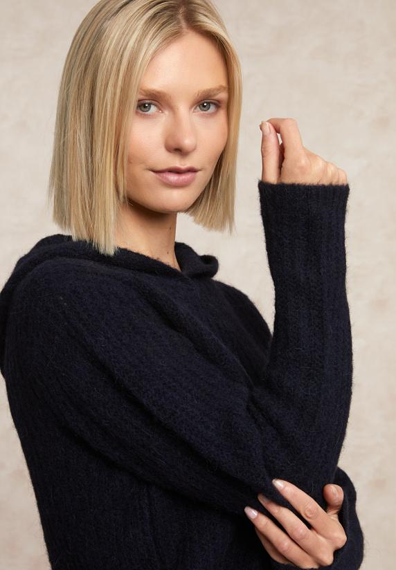 River Woods Trui Met Capuchon Wol-alpaca Blauw