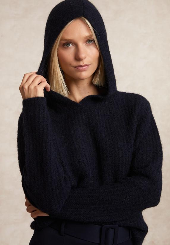 River Woods Trui Met Capuchon Wol-alpaca Blauw