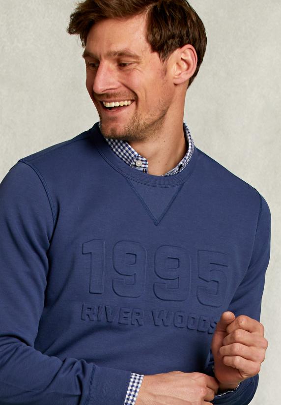 River Woods Trui Ronde Hals Dark Blue Jelly Fish