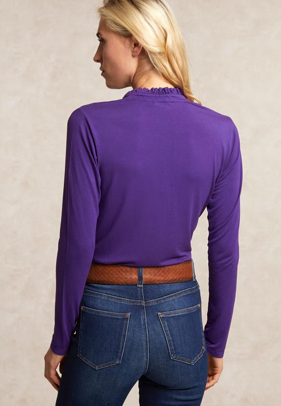 River Woods Viscose T-shirt Ruffelkraag Paars