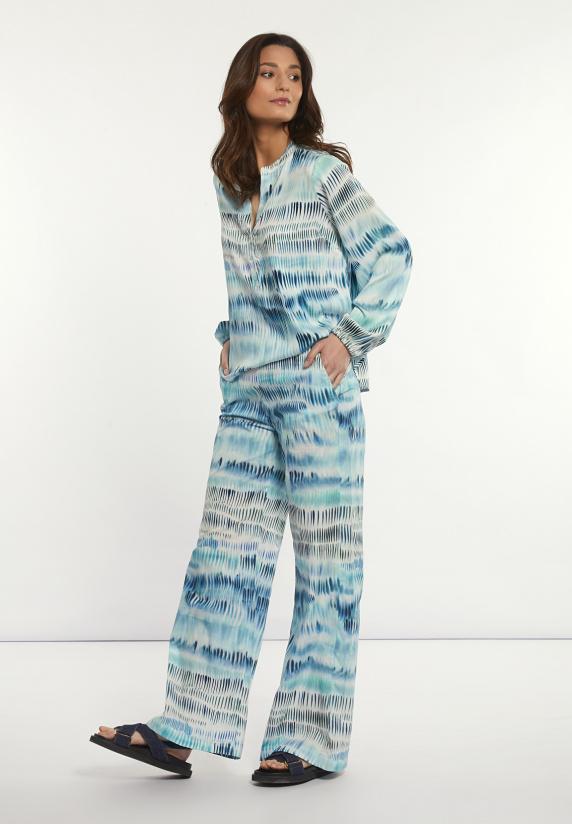 river woods Viscose wijde fantasiebroek blauw