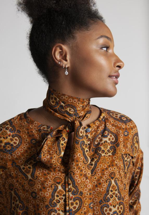 River Woods Viscosejurk Met Lange Mouwen In Bruin