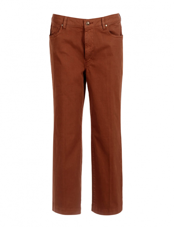 river woods Wijde cropped broek in katoen in bruin