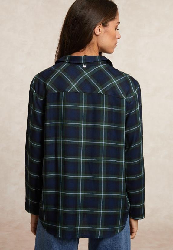 River Woods Wijde Geruite Blouse Blauw/kaki