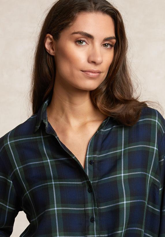 River Woods Wijde Geruite Blouse Blauw/kaki