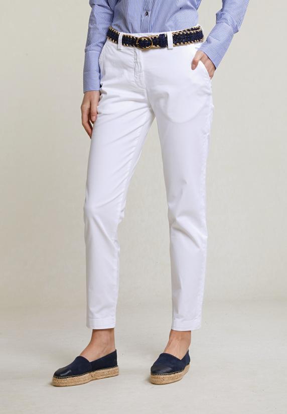 River Woods Witte Basic Stretch Broek