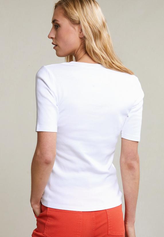 River Woods Witte Basic V-hals T-shirt 1/2 Mouw